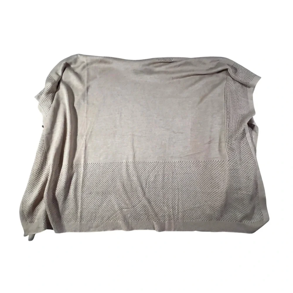Vince Camuto Poncho Wrap Womens One Size Tan Beige Pointelle Mesh‎ Open Front